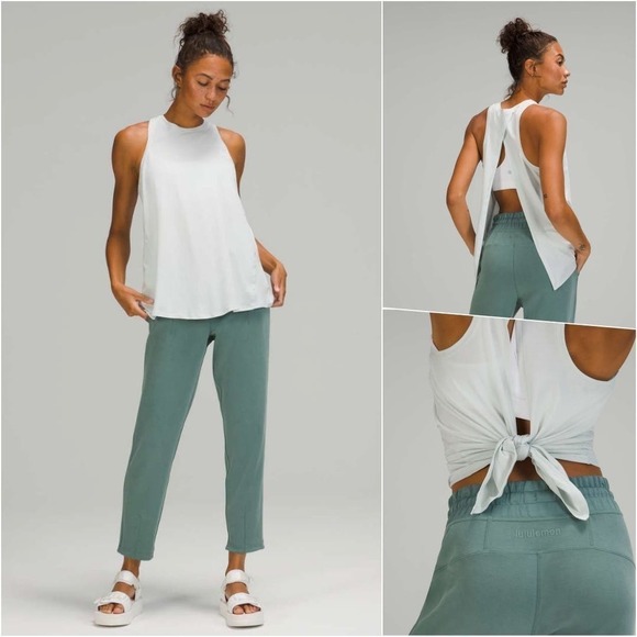 RARE Lululemon High Neck Tie Back Muscle Tank Light Blue 4 NWOT - Picture 1 of 10